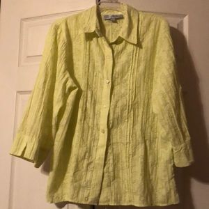 Samantha Grey-sz 10-Lt Green Blouse-Pleats on Front-Sleeves-Back Tie